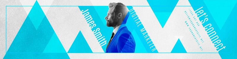Business Digital Marketer Linkedin Header with Blue Triangle template