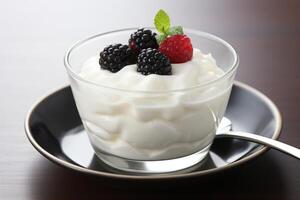 AI generated delicious pudding with caramel . ai generated photo