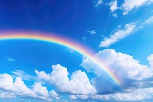 AI generated rainbow in the sky. ai generated photo