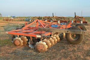 Disk harrow. Agricultural machinery photo