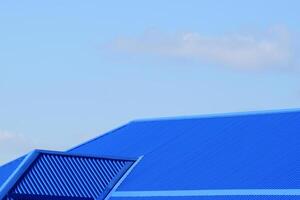 Blue roof metal sheets photo