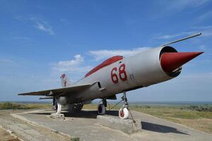 Museum copy of the aircraft. Monument of fighter aircraft. photo