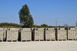 Cinder blocks, which lie in the bays. Storage cinder block photo