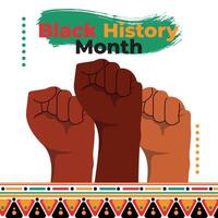 Black history month poster Protest hand gesture Vector illustration