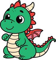 Dragon 2D cartoon character clipart vector