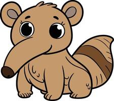 Anteater 2D cartoon character clipart vector