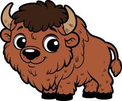 Bison 2D cartoon character clipart vector