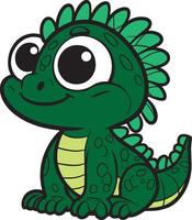 iguana 2D cartoon character clipart for children's book vector