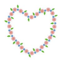 vector blanco antecedentes con flores y hojas en el forma de un corazón. primavera tarjeta con un corazón de flores y hojas.