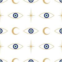 Evil eye with star and moon seamless pattern vector