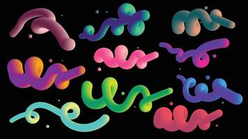 Set of 3d fluid amorphous in gradient multiple colors. Abstract colorful 3d art element ,gradient the colored element for modern futuristic design. vector