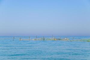 Fishing nets set in the sea. Fishing nets photo