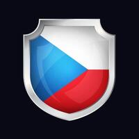 Czech Republic Silver Shield Flag Icon vector