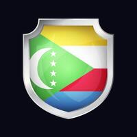 Comoros Silver Shield Flag Icon vector