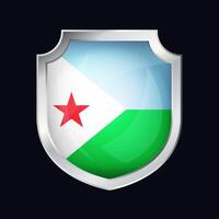 Djibouti Silver Shield Flag Icon vector