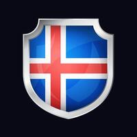 Iceland Silver Shield Flag Icon vector