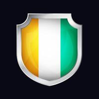 Ivory Coast Silver Shield Flag Icon vector