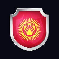 Kyrgyzstan Silver Shield Flag Icon vector