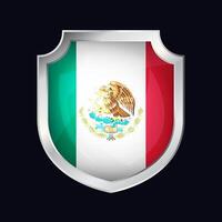 Mexico Silver Shield Flag Icon vector