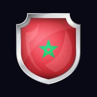 Morocco Silver Shield Flag Icon vector