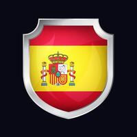 Spain Silver Shield Flag Icon vector