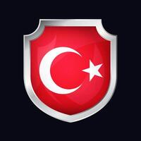 Turkey Silver Shield Flag Icon vector