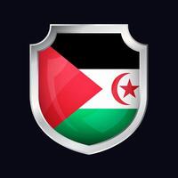 Western Sahara Silver Shield Flag Icon vector