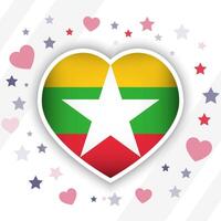 Creative Myanmar Flag Heart Icon vector