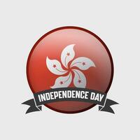 Hong Kong Round Independence Day Badge vector