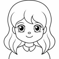 girl black and white vector illustration for coloring book