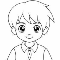 boy black and white vector illustration for coloring book