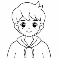 boy black and white vector illustration for coloring book