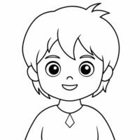 boy black and white vector illustration for coloring book