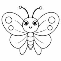 butterfly black and white vector illustration for coloring book