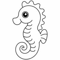 seahorse black and white vector illustration for coloring book