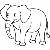 elephant black and white vector illustration for coloring book