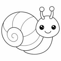 snail black and white vector illustration for coloring book