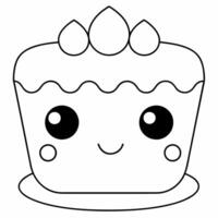 cake black and white vector illustration for coloring book