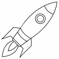 rocket black and white vector illustration for coloring book