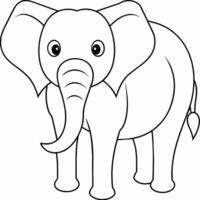 elephant black and white vector illustration for coloring book