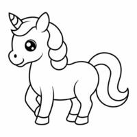 unicorn black and white vector illustration for coloring book