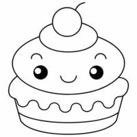 cake black and white vector illustration for coloring book