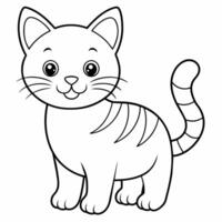 cat black and white vector illustration for coloring book