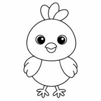 Chicken black and white vector illustration for coloring book