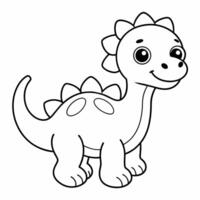 dinosaur black and white vector illustration for coloring book