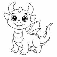 dragon black and white vector illustration for coloring book