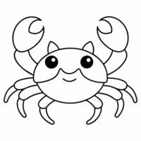 A coloring book that shows a simple drawing of a crab. vector