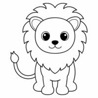 lion black and white vector illustration for coloring book