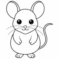 Mouse coloring book page vector