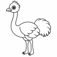 A coloring book that shows the drawing of an ostrich. vector